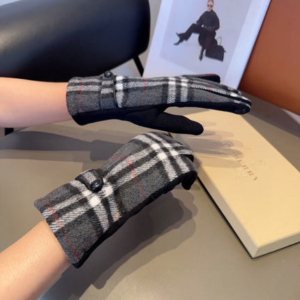 LINED GLOVES IN DARK GRAY AND BLACK WOOL 453710