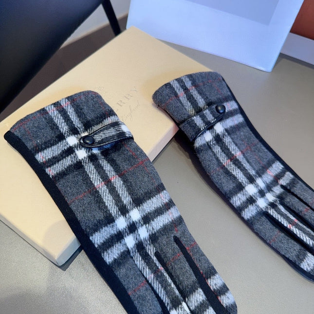 LINED GLOVES IN DARK GRAY AND BLACK WOOL 453710