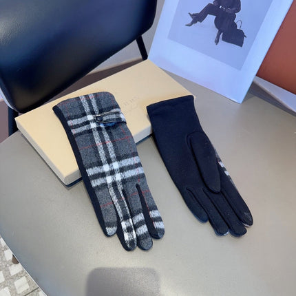 LINED GLOVES IN DARK GRAY AND BLACK WOOL 453710