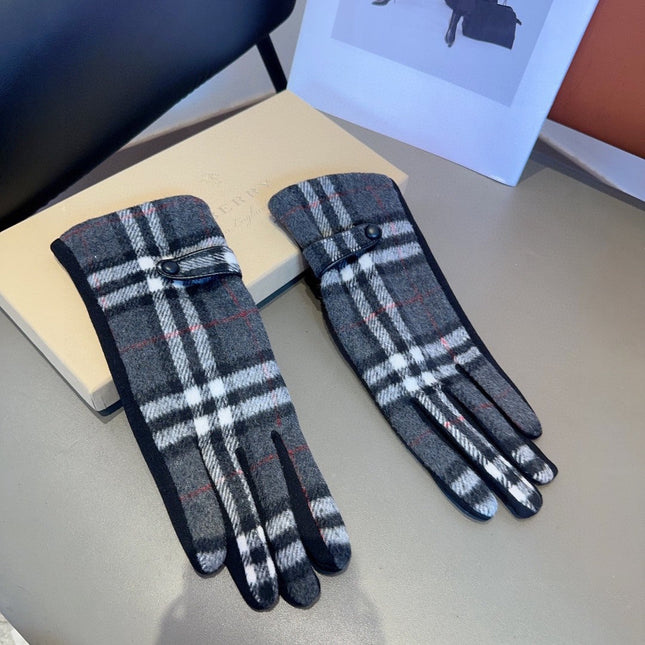 LINED GLOVES IN DARK GRAY AND BLACK WOOL 453710