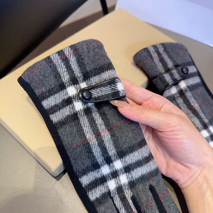 LINED GLOVES IN DARK GRAY AND BLACK WOOL 453710