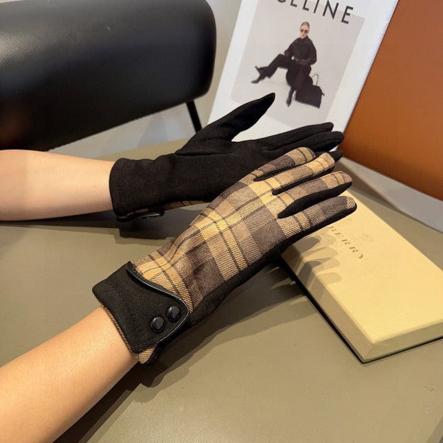 LINED GLOVES IN BROWN AND BLACK WOOL 439226