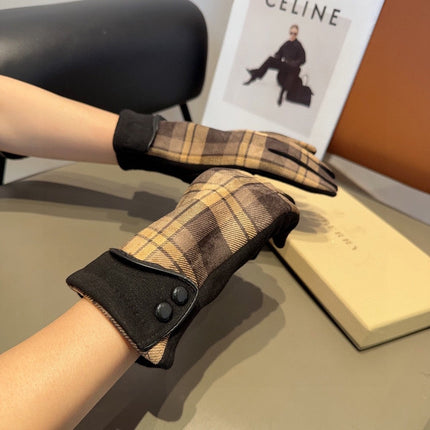 LINED GLOVES IN BROWN AND BLACK WOOL 439226
