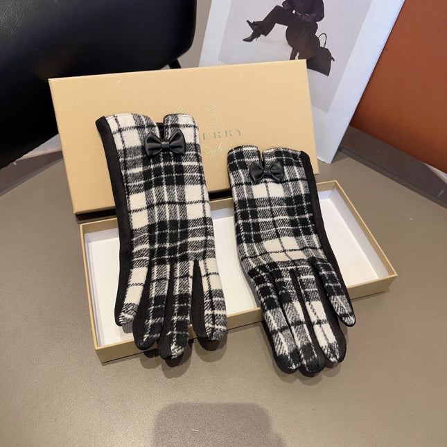 GLOVES IN BLACK WOOL WITH BOW 462284