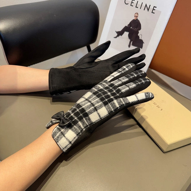 GLOVES IN BLACK WOOL WITH BOW 462284