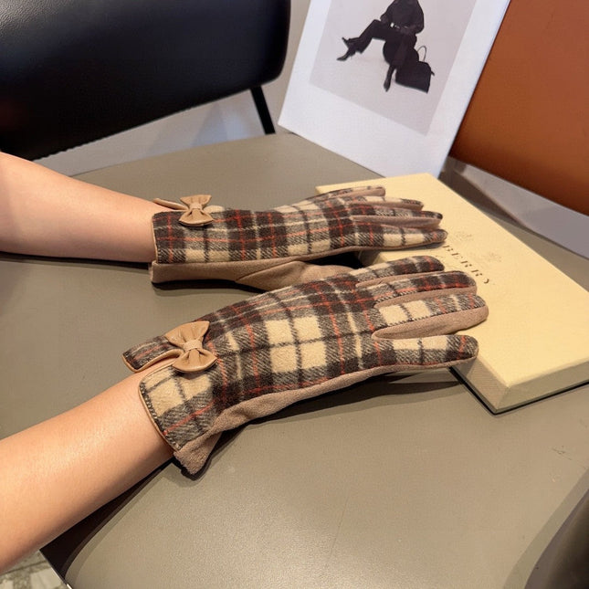 GLOVES IN BROWN WOOL WITH BOW 462285