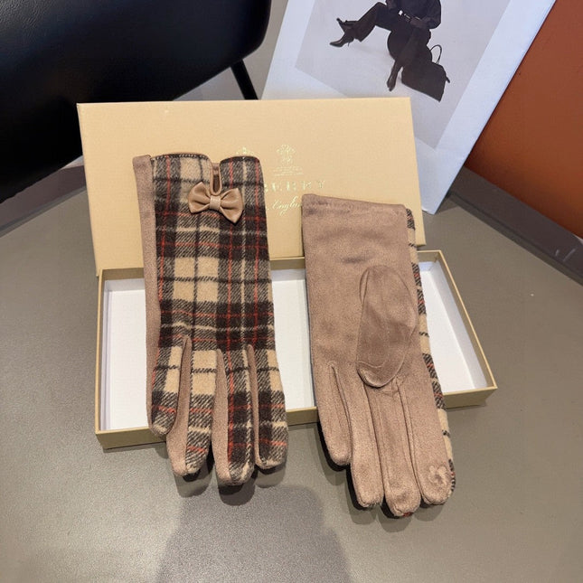 GLOVES IN BROWN WOOL WITH BOW 462285