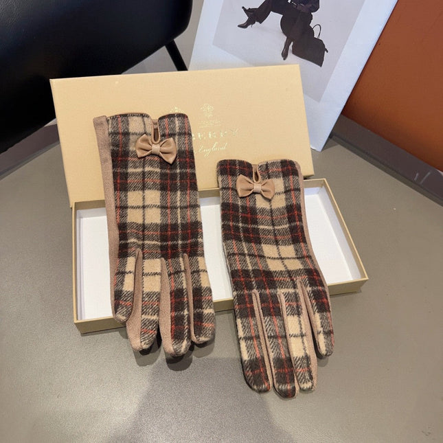 GLOVES IN BROWN WOOL WITH BOW 462285