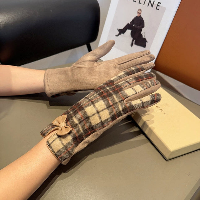 GLOVES IN BROWN WOOL WITH BOW 462285