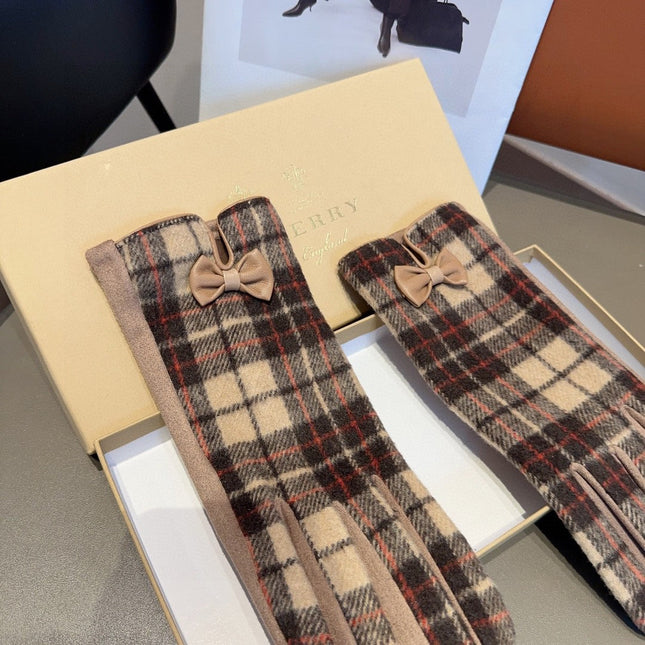 GLOVES IN BROWN WOOL WITH BOW 462285