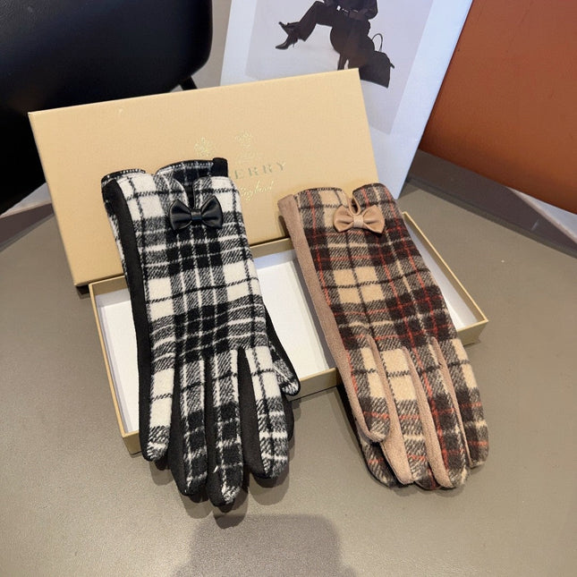 GLOVES IN BROWN WOOL WITH BOW 462285