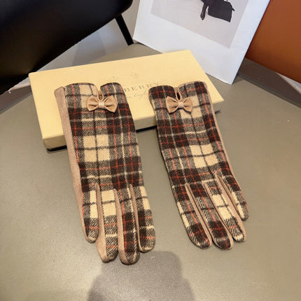 GLOVES IN BROWN WOOL WITH BOW 462285