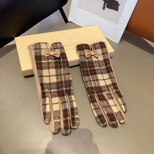 GLOVES IN BROWN WOOL WITH BOW 462285