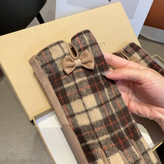 GLOVES IN BROWN WOOL WITH BOW 462285
