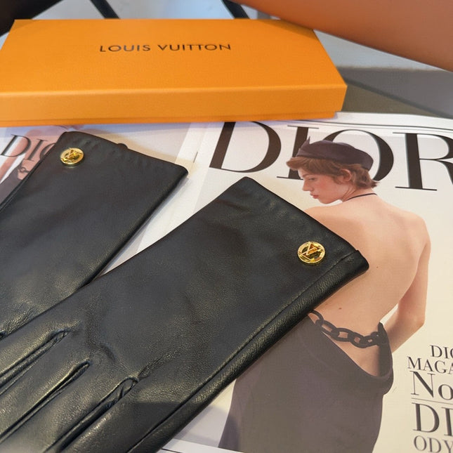 LV GLOVES IN BLACK LAMBSKIN 463910