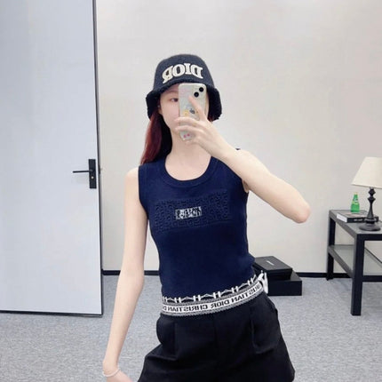 TANK TOP 612061 IN NAVY BLUE COTTON RIBBED