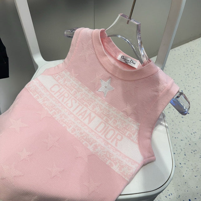 TANK TOP 612066 IN PINK COTTON RIBBED EMBOSSED LOGO