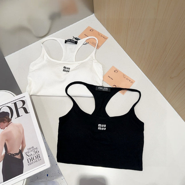 CAMISOLE 617514 IN BLACK COTTON RIBBED KNIT