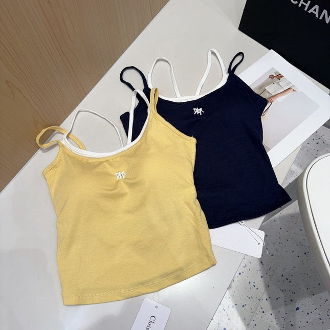 CAMISOLE 625967 IN YELLOW COTTON RIBBED