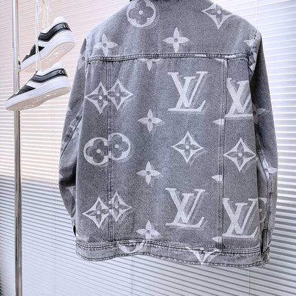 LV BASIC SHIRT JACKET IN GRAY MONOGRAM DENIM 239130