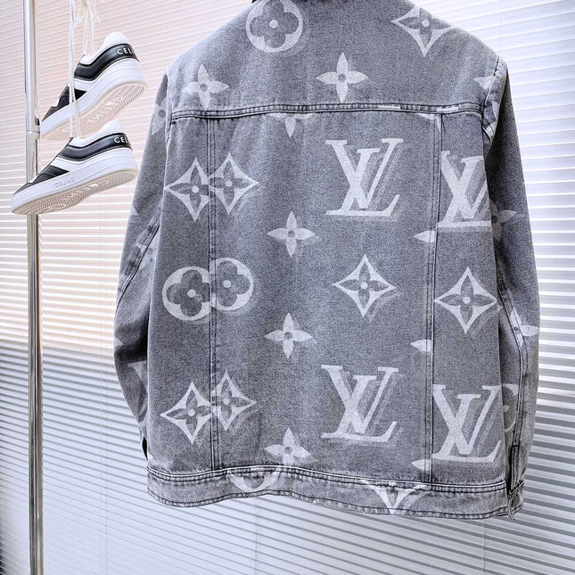 LV BASIC SHIRT JACKET IN GRAY MONOGRAM DENIM 239130