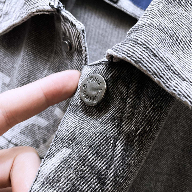 LV BASIC SHIRT JACKET IN GRAY MONOGRAM DENIM 239130