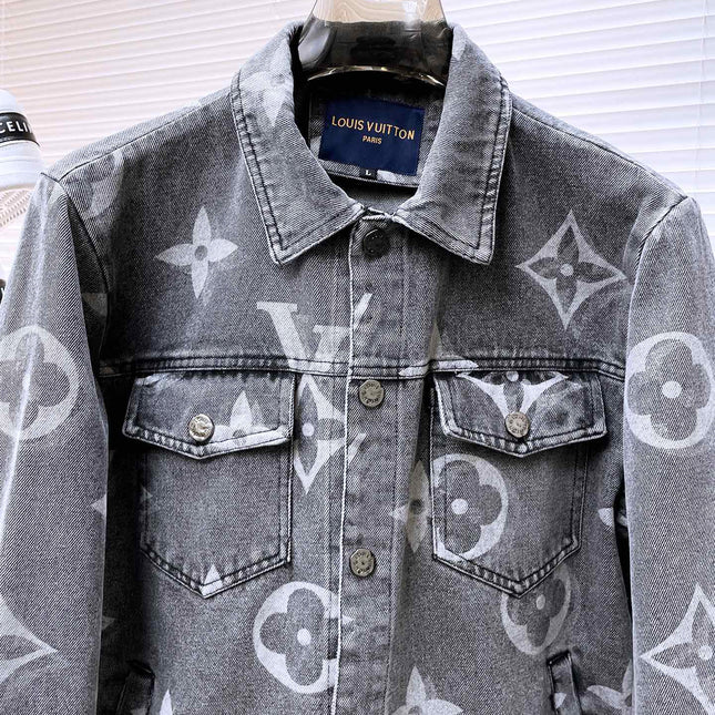 LV BASIC SHIRT JACKET IN GRAY MONOGRAM DENIM 239130