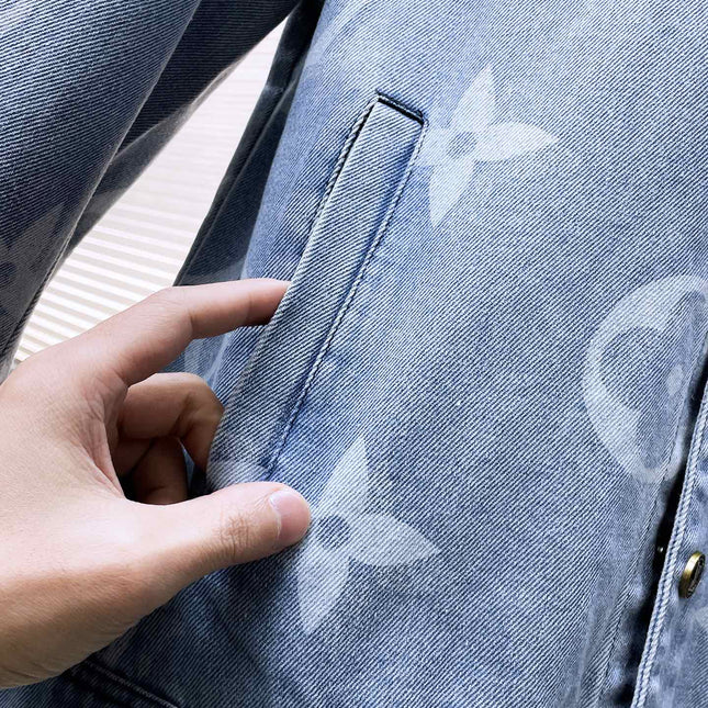 LV BASIC SHIRT JACKET IN LIGHT BLUE MONOGRAM DENIM 239129