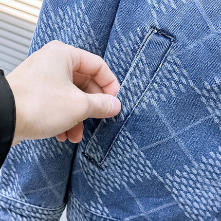 LV SHIRT JACKET IN BLUE DAMIER DENIM 239128