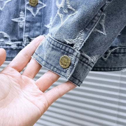 LV SHIRT JACKET IN LIGHT BLUE RIPPED MONOGRAM DENIM 239123