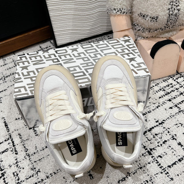 SPACE-STAR CUBE SNEAKERS IN WHITE CALFSKIN MIX CANVAS WITH PERFORATED STAR