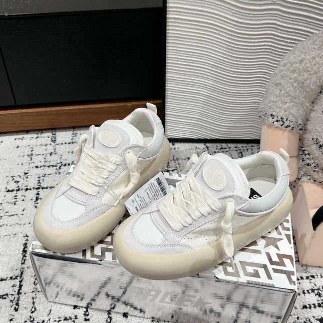 SPACE-STAR CUBE SNEAKERS IN WHITE CALFSKIN MIX CANVAS WITH PERFORATED STAR
