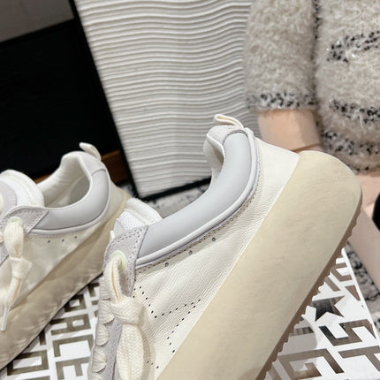 SPACE-STAR CUBE SNEAKERS IN WHITE CALFSKIN MIX CANVAS WITH PERFORATED STAR