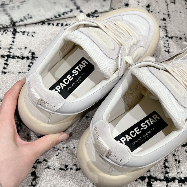 SPACE-STAR CUBE SNEAKERS IN WHITE CALFSKIN MIX CANVAS WITH PERFORATED STAR