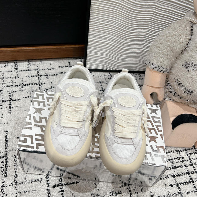 SPACE-STAR CUBE SNEAKERS IN WHITE CALFSKIN MIX CANVAS WITH PERFORATED STAR