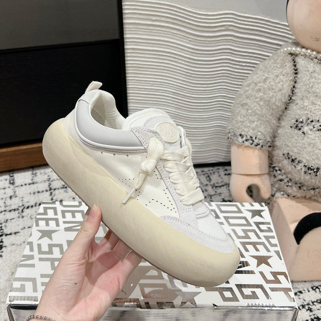 SPACE-STAR CUBE SNEAKERS IN WHITE CALFSKIN MIX CANVAS WITH PERFORATED STAR