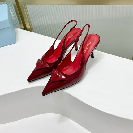 PRA PATENT LEATHER SLINGBACK PUMPS 75 CHERRY