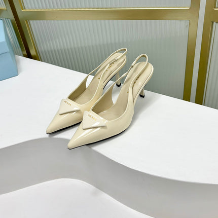PRA PATENT LEATHER SLINGBACK PUMPS 50 CREAMY WHITE