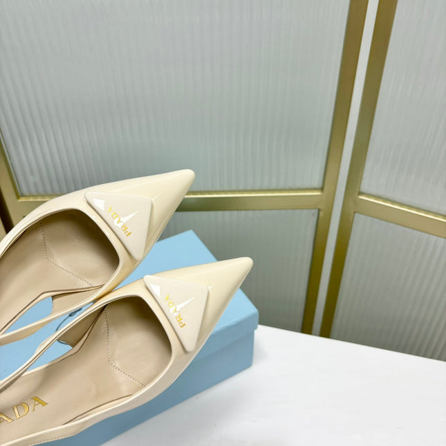 PRA PATENT LEATHER SLINGBACK PUMPS 50 CREAMY WHITE