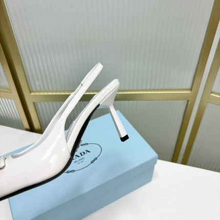PRA PATENT LEATHER SLINGBACK PUMPS 75 WHITE