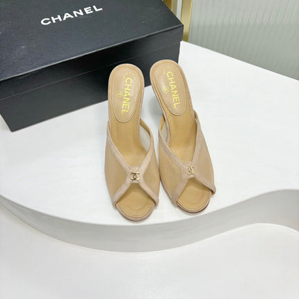 HIGH HEEL PEEP TOE IN BEIGE CREAM BREATHABLE MESH