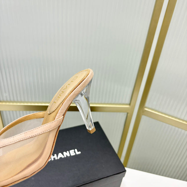 HIGH HEEL PEEP TOE IN BEIGE CREAM BREATHABLE MESH