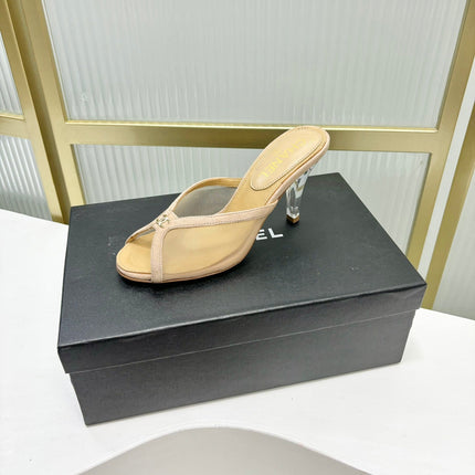 HIGH HEEL PEEP TOE IN BEIGE CREAM BREATHABLE MESH