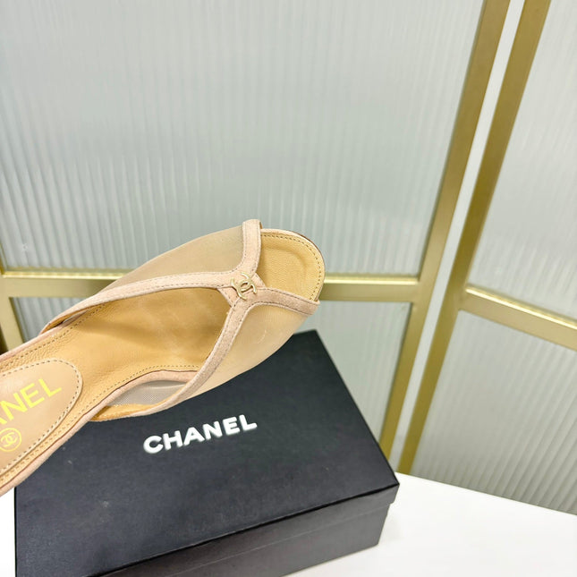 HIGH HEEL PEEP TOE IN BEIGE CREAM BREATHABLE MESH