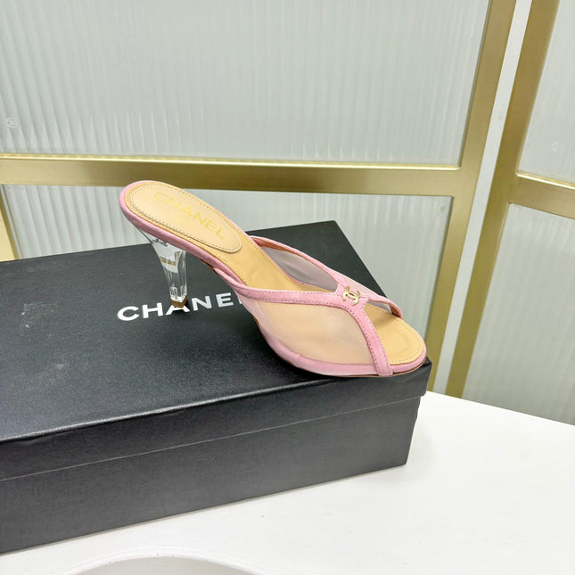 HIGH HEEL PEEP TOE IN LIGHT PINK BREATHABLE MESH