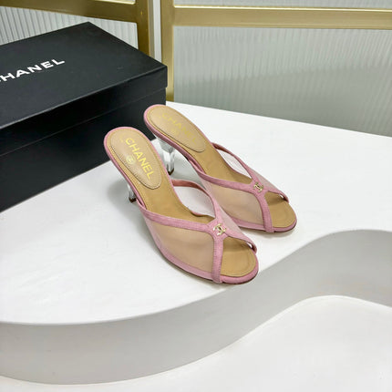 HIGH HEEL PEEP TOE IN LIGHT PINK BREATHABLE MESH