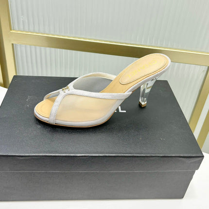 HIGH HEEL PEEP TOE IN WHITE BREATHABLE MESH