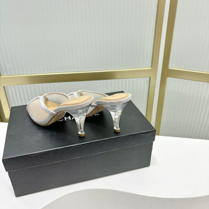 HIGH HEEL PEEP TOE IN WHITE BREATHABLE MESH