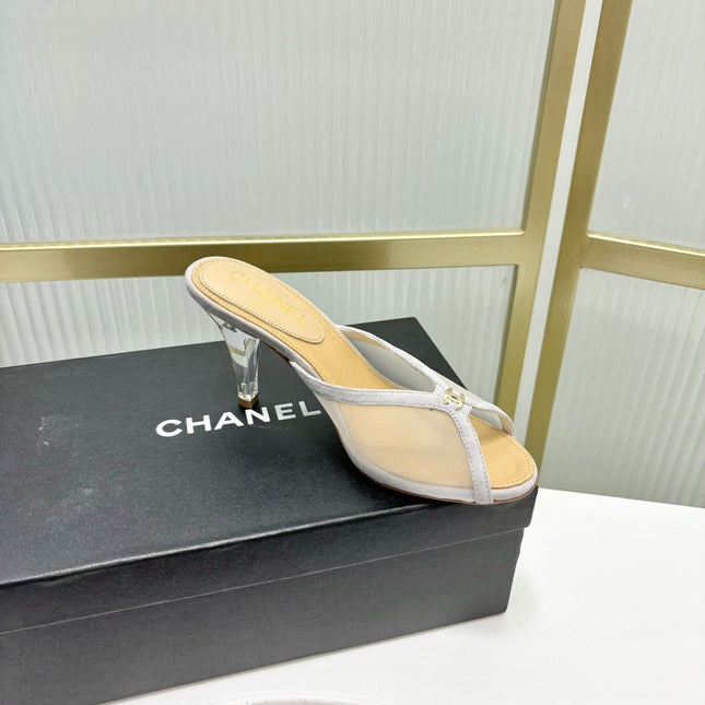 HIGH HEEL PEEP TOE IN WHITE BREATHABLE MESH