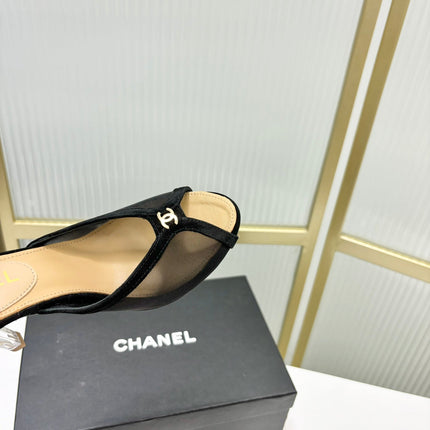 HIGH HEEL PEEP TOE IN BLACK BREATHABLE MESH